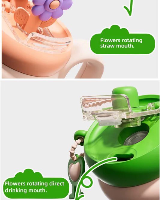 Flower water cup with straw