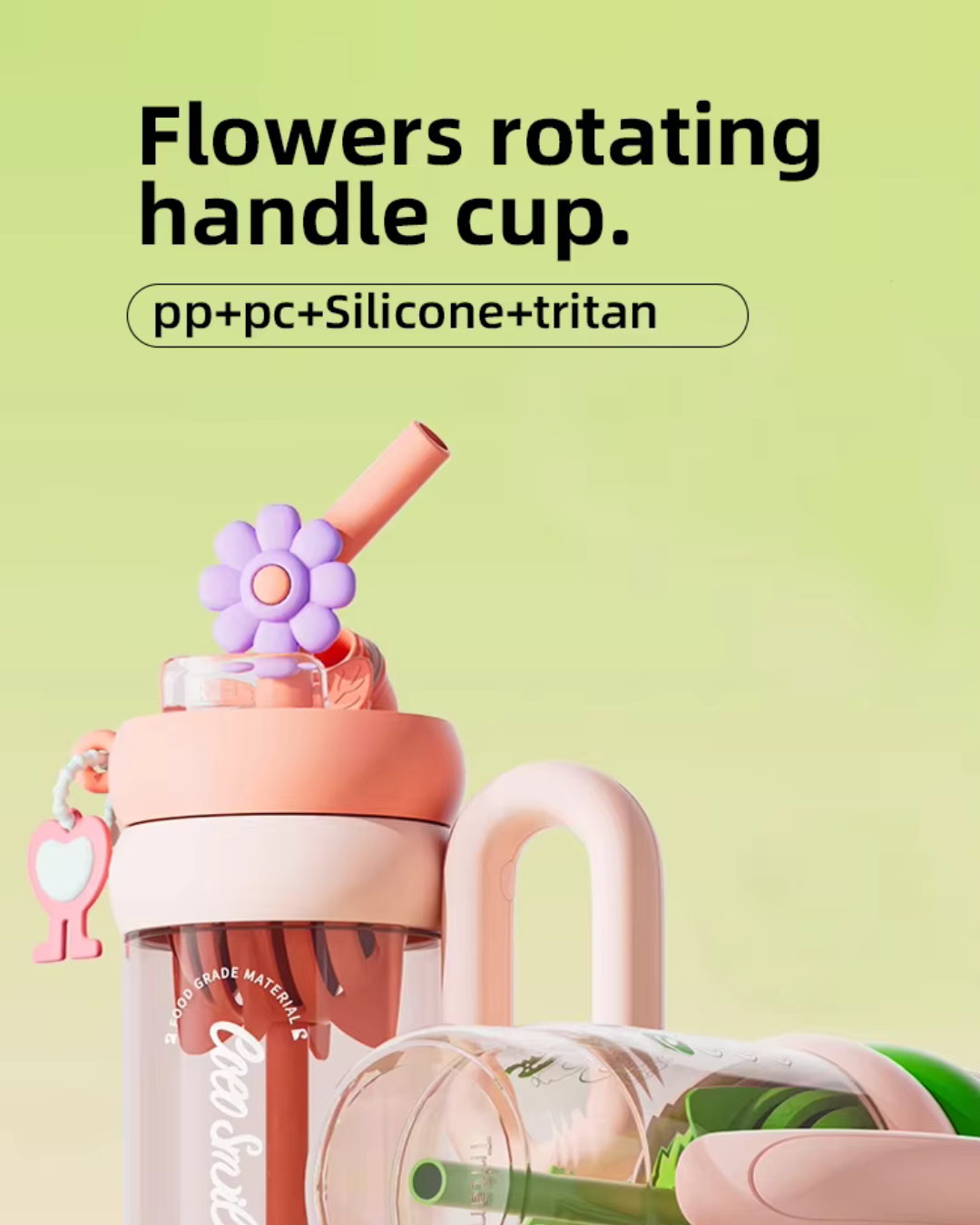 Flower water cup with straw