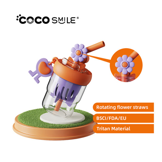 Flower Water Cup With Straw - 550ML