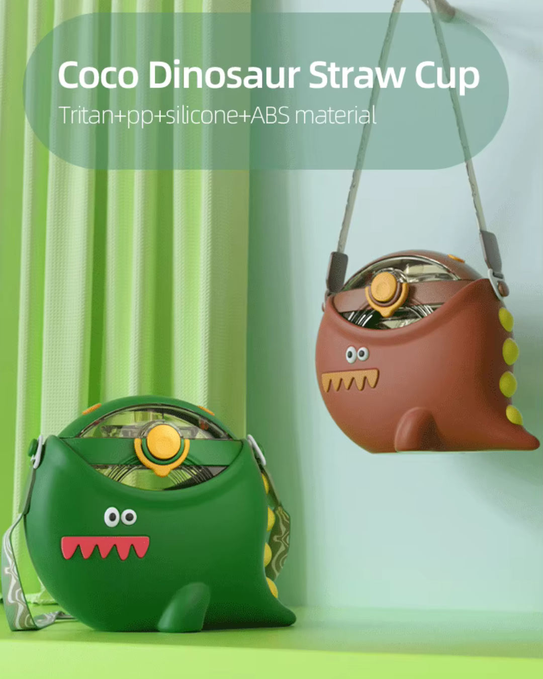 Dinosaur Straw Round Bottle