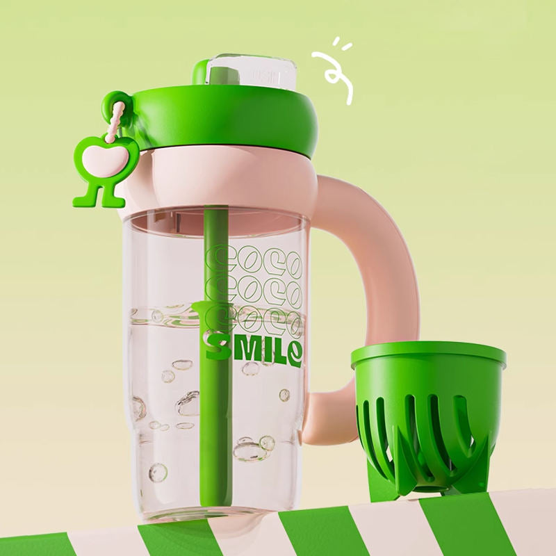 Flower water cup with straw