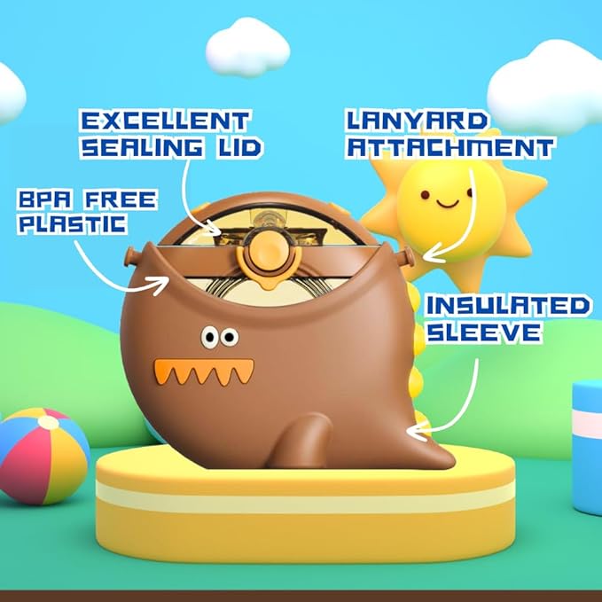 Dinosaur Straw Round Bottle