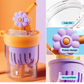 Flower Water Cup With Straw - 550ML