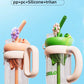 Flower water cup with straw