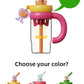 Flower water cup with straw