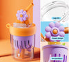 Flower Water Cup With Straw - 550ML
