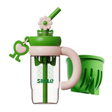 Flower water cup with straw