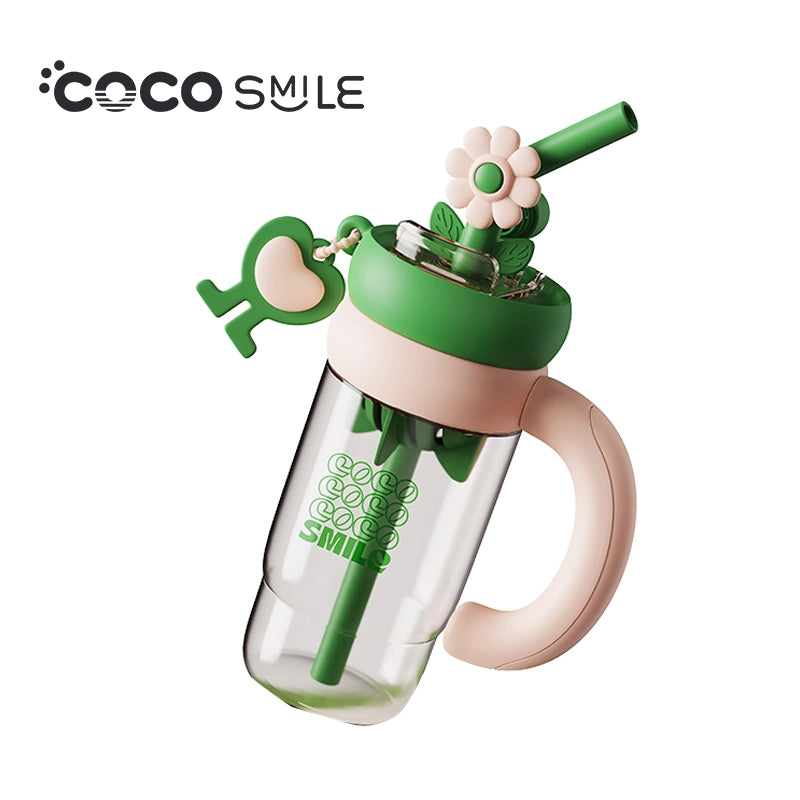 Flower water cup with straw