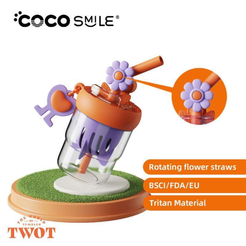 Flower Water Cup With Straw - 550ML