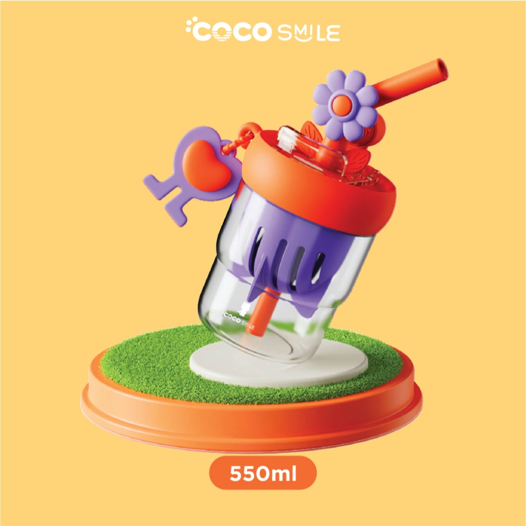 Flower Water Cup With Straw - 550ML